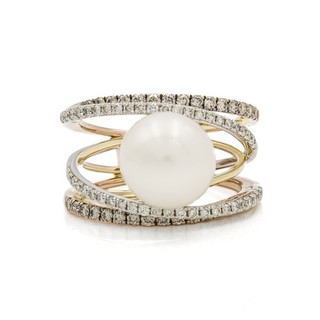Le Vian 14k Rose Gold Pearl Round Brilliant Diamonds Size 6.75 Ring #JB646 3