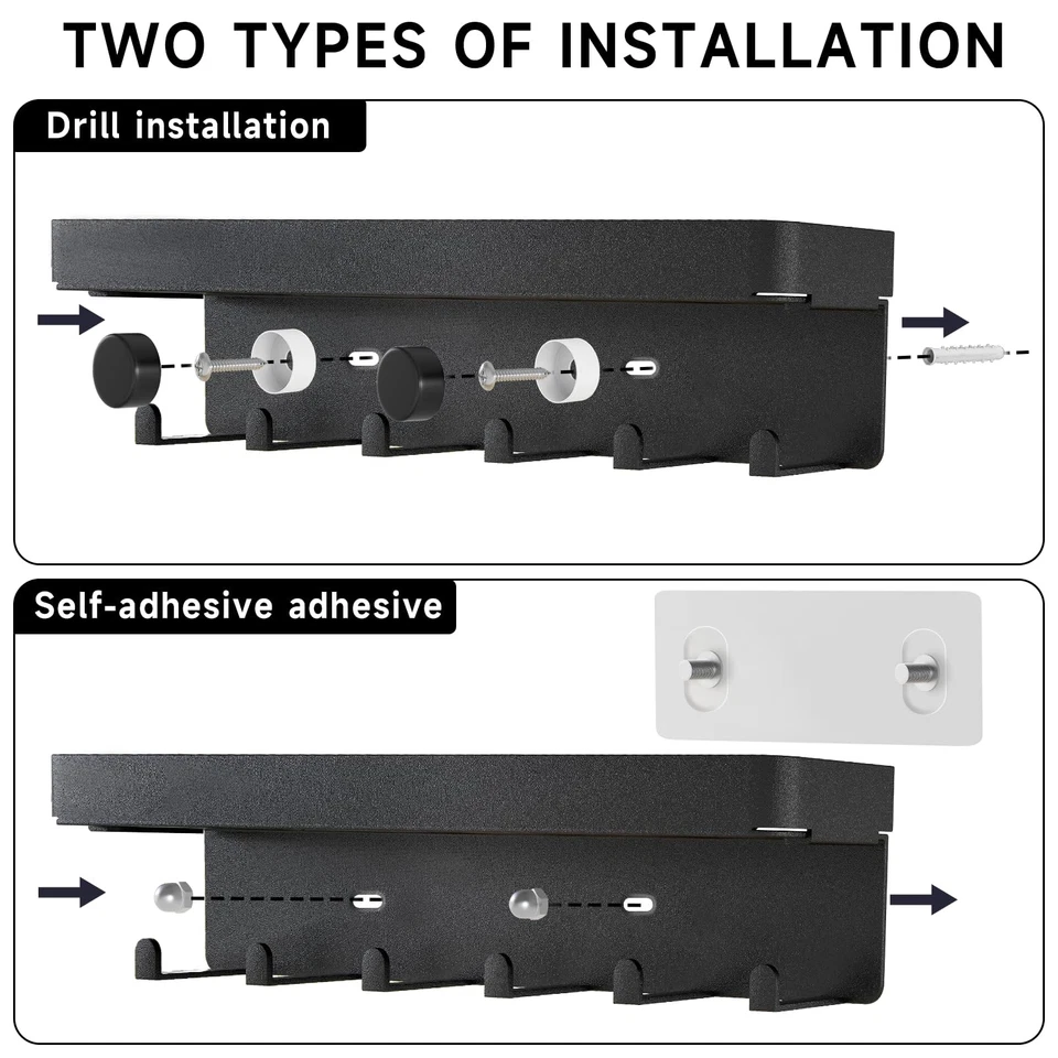 Key Holder for Wall Rustic Key and Mail Organizer 6 Key Hooks with Shelf Small - Image 3 of 4