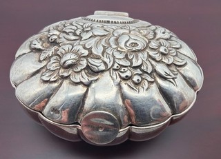 Dose 800 Silber Pillen Etui Art Deco silver Box Blumen Flower Schatulle