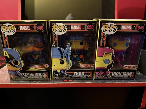 Marvel Funko Pops Black light Lot Set Of 3