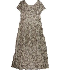 Alex Evenings Womens Rosette Gown Dress, Brown, 18