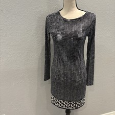 Michael Kors Long Sleeve Dress Women's XS Navy & White Pattern Career Stretch