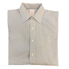 VTG Brooks Brothers Makers Shirt Mens Sz 16 Blue Checker Oxford Made In USA