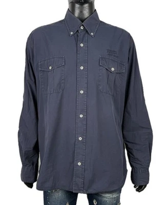 Chemise homme Napapijri 2XL coton bleu manches enroulables double poche - Photo 1/4