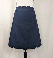 J. McLaughlin Skirt 10 Navy Scalloped Pencil Preppy Chic Business Casual 2909