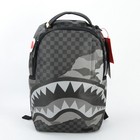 Sprayground 3AM RIPTIDE Shark Leather Bag Backpack Unise Gray Black Plaid Camo