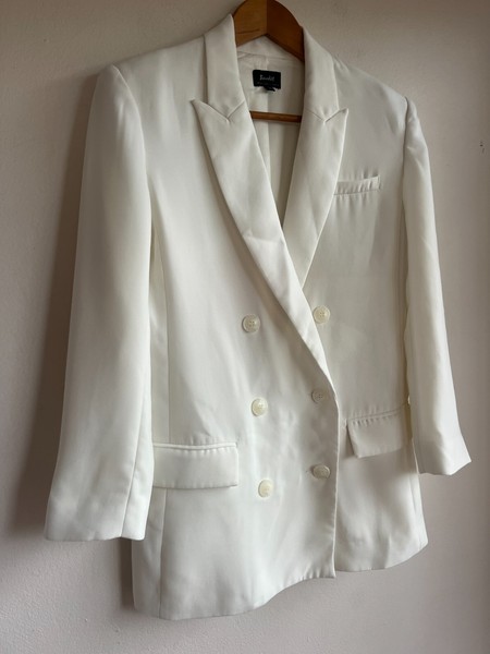 Bardot White Double Breasted Blazer Jacket Size AU 6 XXS Tailored Smart Casual