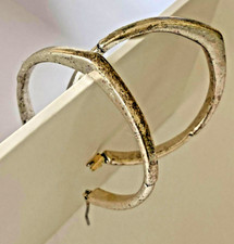 Earrings Vintage Silver Tone Chunky Hoops Hinged Closure 2-inch