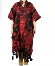 Hermoso poncho Jorongo mexicano para mujer Frida Kahlo Gaban Cape Ruana