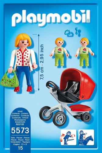 NEW SEALED PLAYMOBIL 5573 City Life Mother w/Twin Stroller Toy Playset US SELLER - Picture 2 of 3
