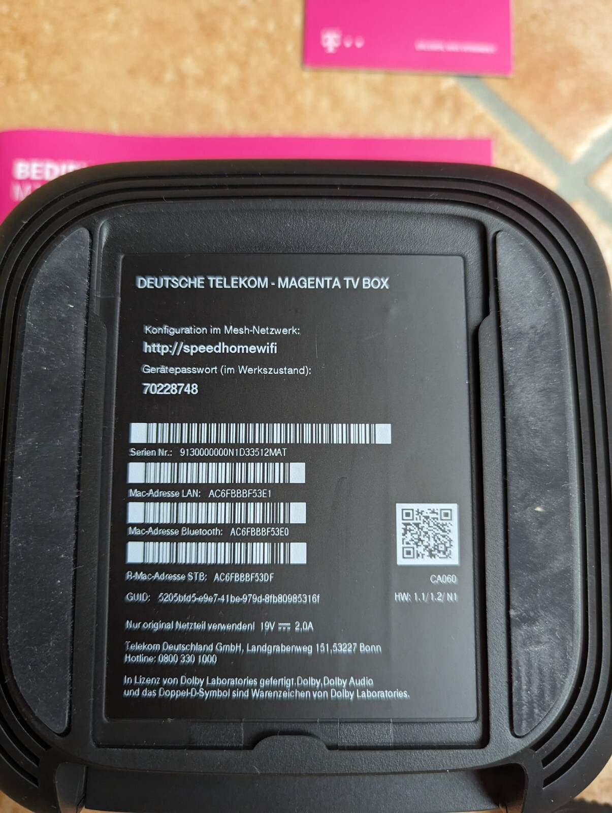 Telekom Media Receiver Magenta TV Box 500GB UHD WLAN, Schwarz