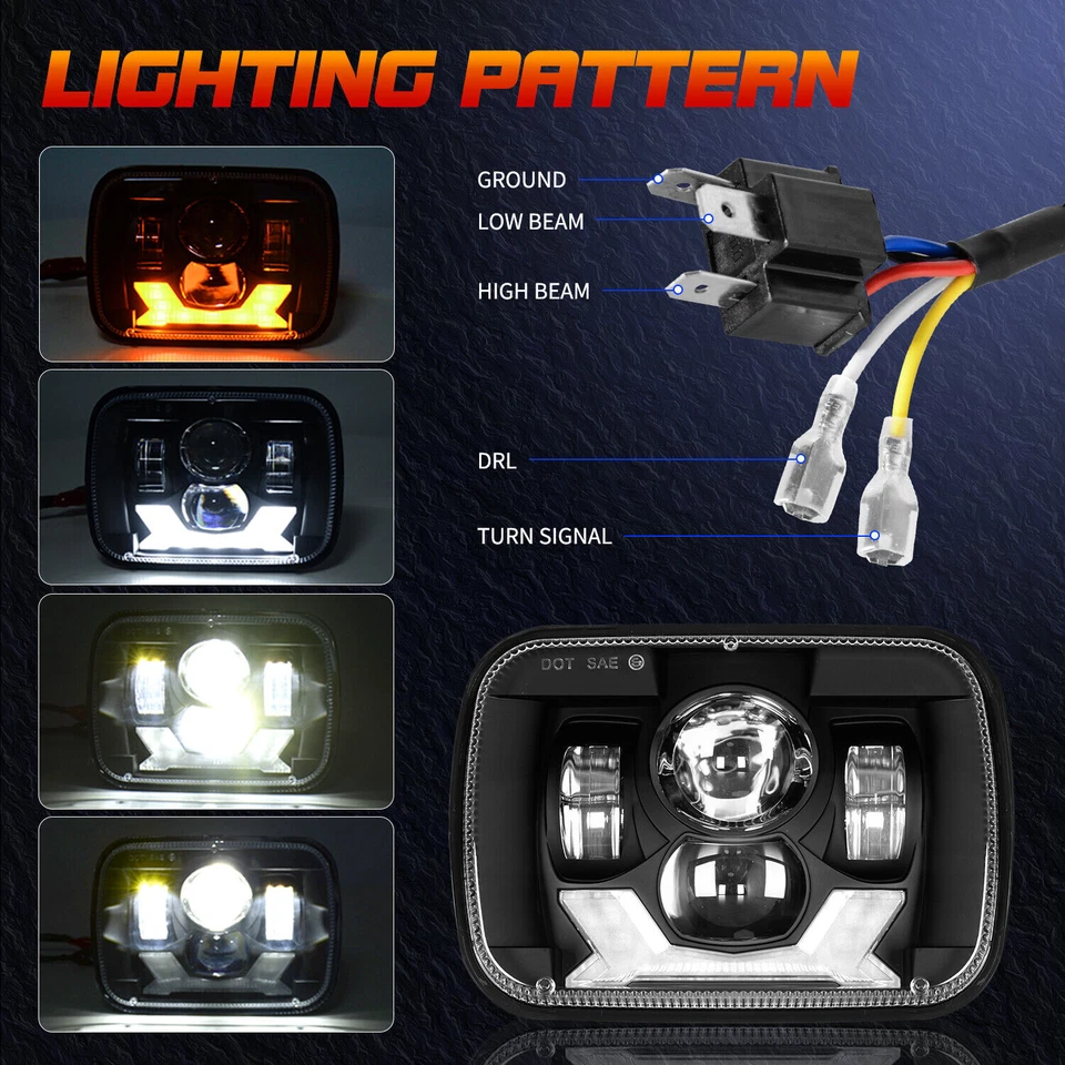 Für Jeep Cherokee XJ Wrangler YJ LED Scheinwerfer Hi/Lo Strahl DRL Turn Signal - Bild 3 von 4