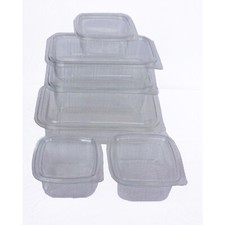 Clear Plastic HINGED LID SALAD CONTAINERS | Food/Pot/Tub/Deli/Takeaway-Snack Box