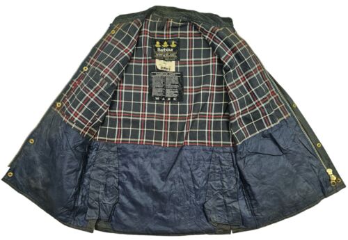 HOT VINTAGE Men's BARBOUR @ A225 WESTMORLAND LINED BLUE GRAY WAXED VEST Jacket S - Picture 14 of 17
