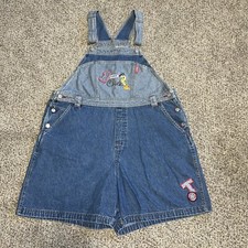 Looney Tunes Tweety Cool Chick Denim Overalls Shorts Womens 18/20
