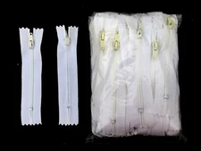 White Nylon #3 Closed End Zippers 3-1/2'' Inch #03