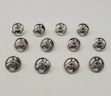 12 pcs Horse Head in Frame Silver Molded Plastic Craft Sewing Shank Buttons VTG