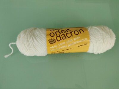 Caron Orlon Dacron Plus Yarn 6001 White 1 Skein Vtg 4 Ply