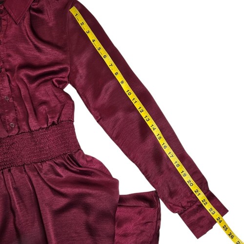 Steve Madden Jayda wine red long sleeve collared mini dress XS - Picture 10 of 10