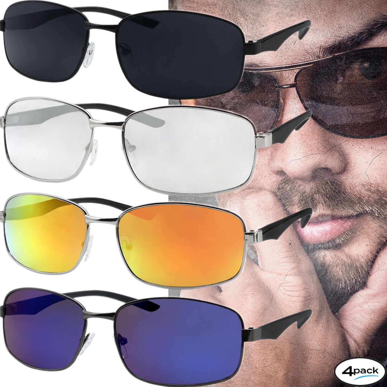 Aviator Sunglasses Men Sunglass Cartel Look OG Gangster 4 Pack Color Mirror-image