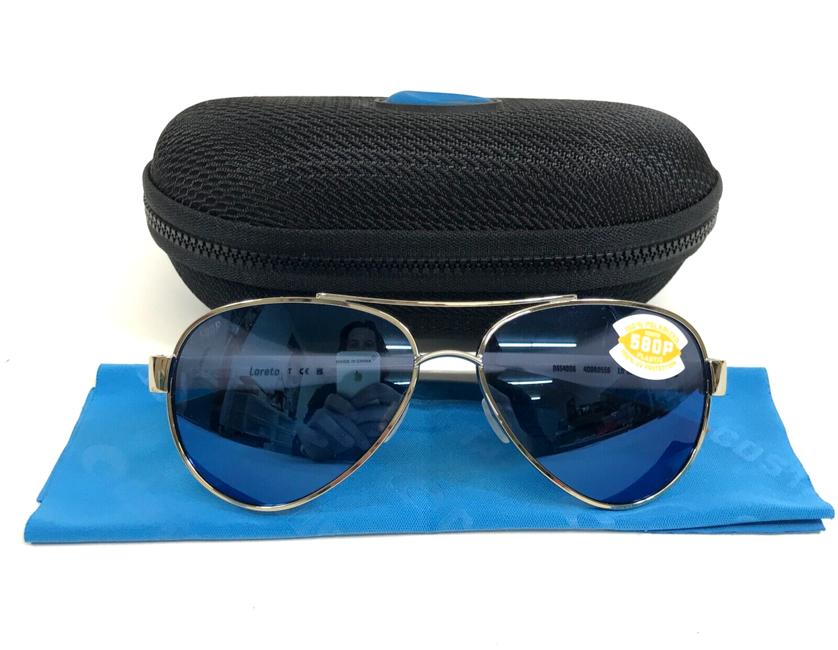 Costa Sunglasses Loreto 06S4006 40060556 LR21 Silver Aviator w/ Blue Mirror  580P