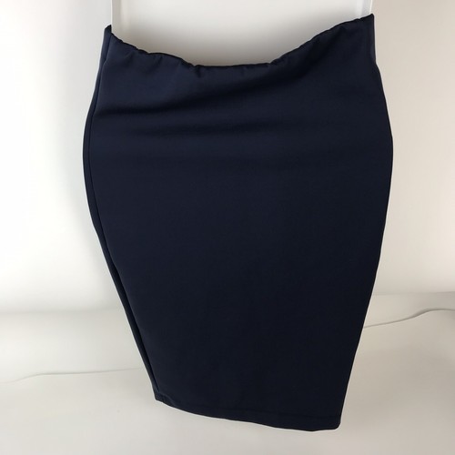 AMZ Paris Wiggle Skirt Pencil Stretch Larry Sz 1 Career Blue Made in France - Picture 3 of 4