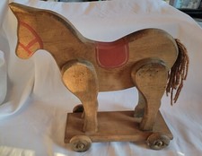 Children's Wooden toy Horse on wheels Vintage