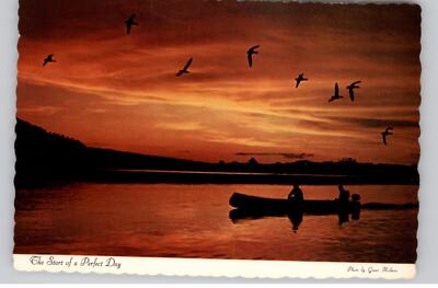 Dorval Lodge ''The Start of a Perfect Day'' Sunset Abitibi Quebec c1970 Postcard