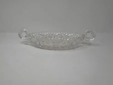 Vintage Clear Cut Glass Double Handled Oval Dish w/ Starburst and Diamond