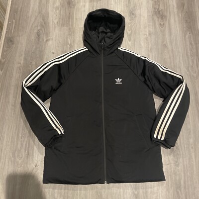 Adidas Originals Stripe Reversible Puffer Jacket Size Medium Black Men’s  UK