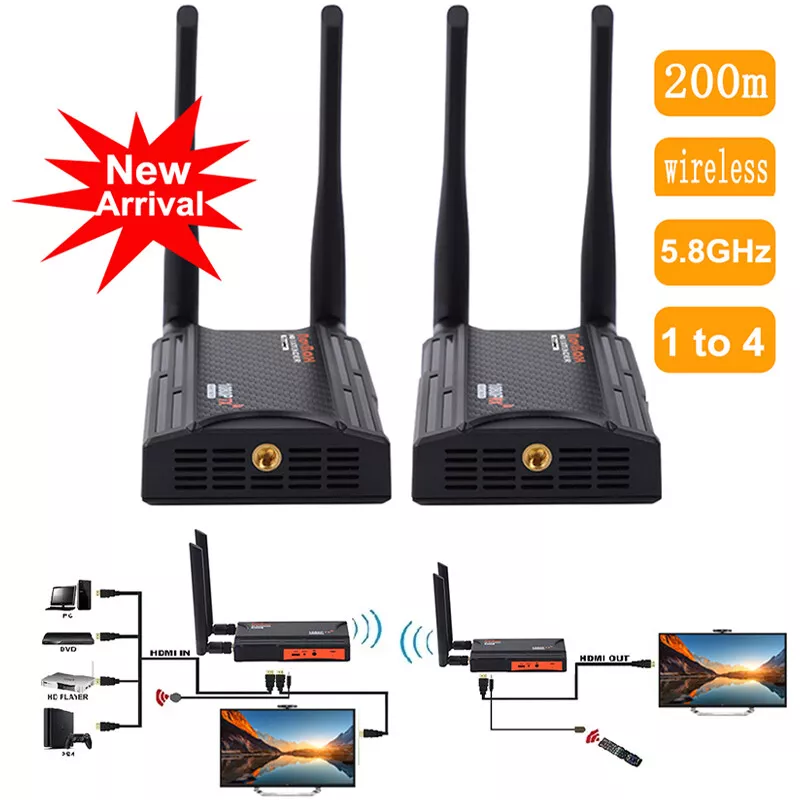 5.8Ghz 200M Wireless Wifi HDMI Extender Video Transmitter Receiver 1 T