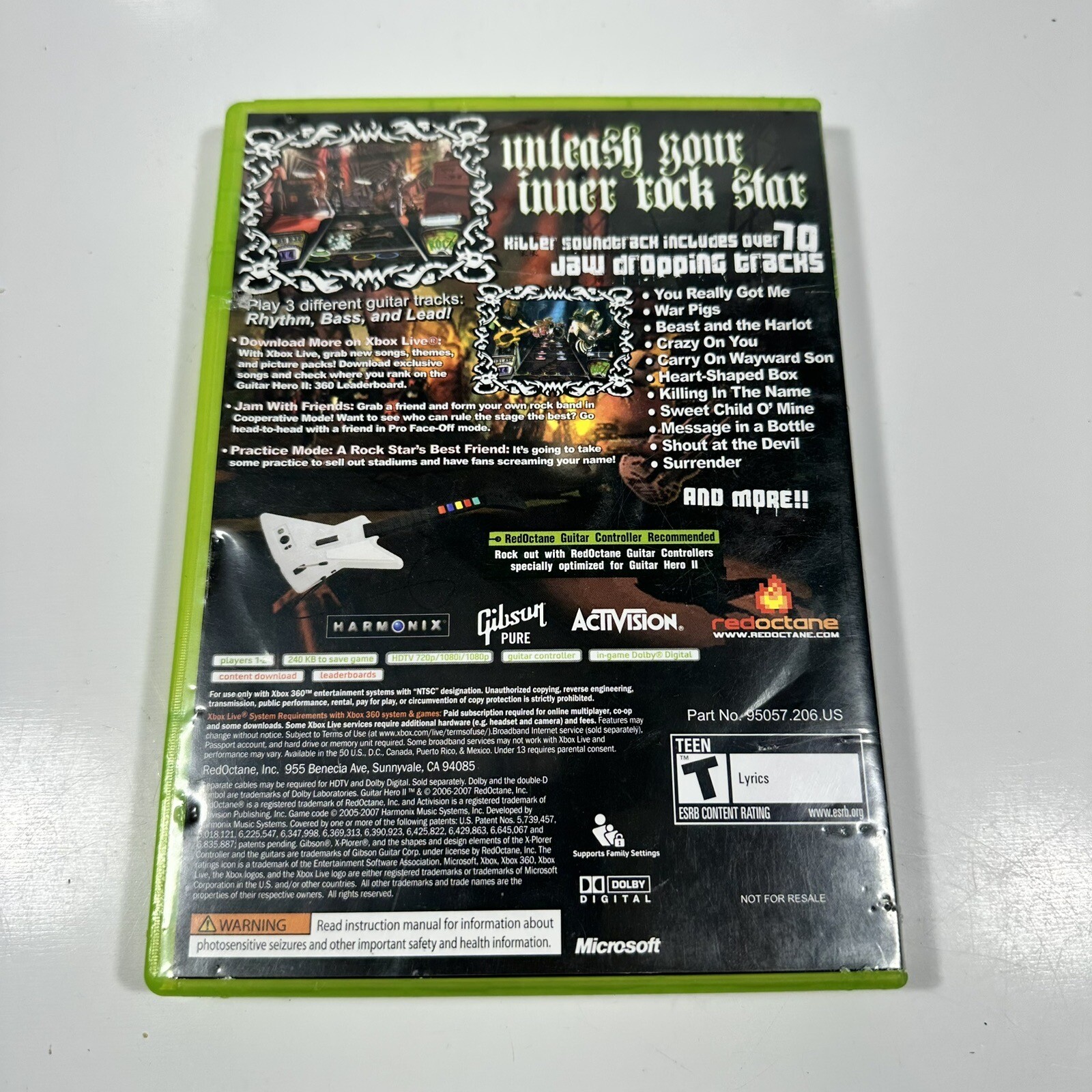 XBOX 360 Wireless Gibson Les Paul Guitar Hero Controller No Dongle W