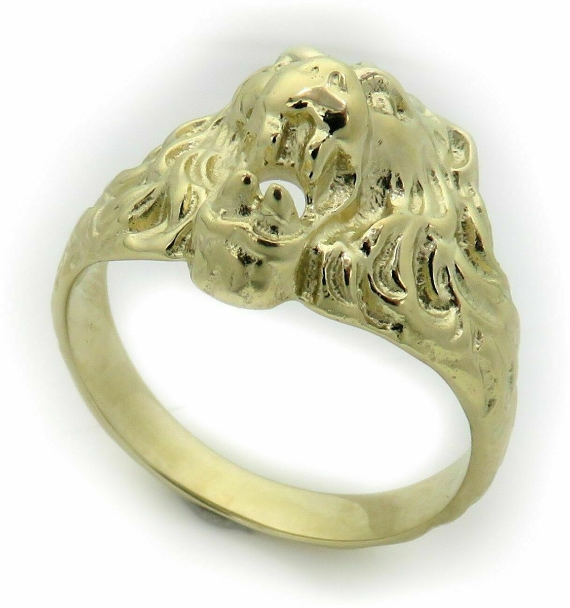 Bague Homme Or 8 Carats Tête De Lion – Personnalisable, Taille Ajustable, Neuve