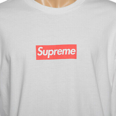 Supreme White Cotton Logo Printed Crew Neck Long Sleeve T Supreme White Cotton Logo Printed Crew Neck Long Sleeve T