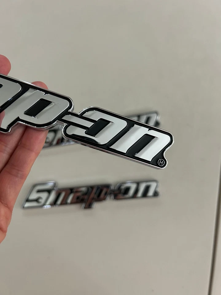 SNAP-ON TOOL BOX LOGO EMBLEM Chrome Silver Badge Decal 8" INCH LONG - NEW - image 3 of 4