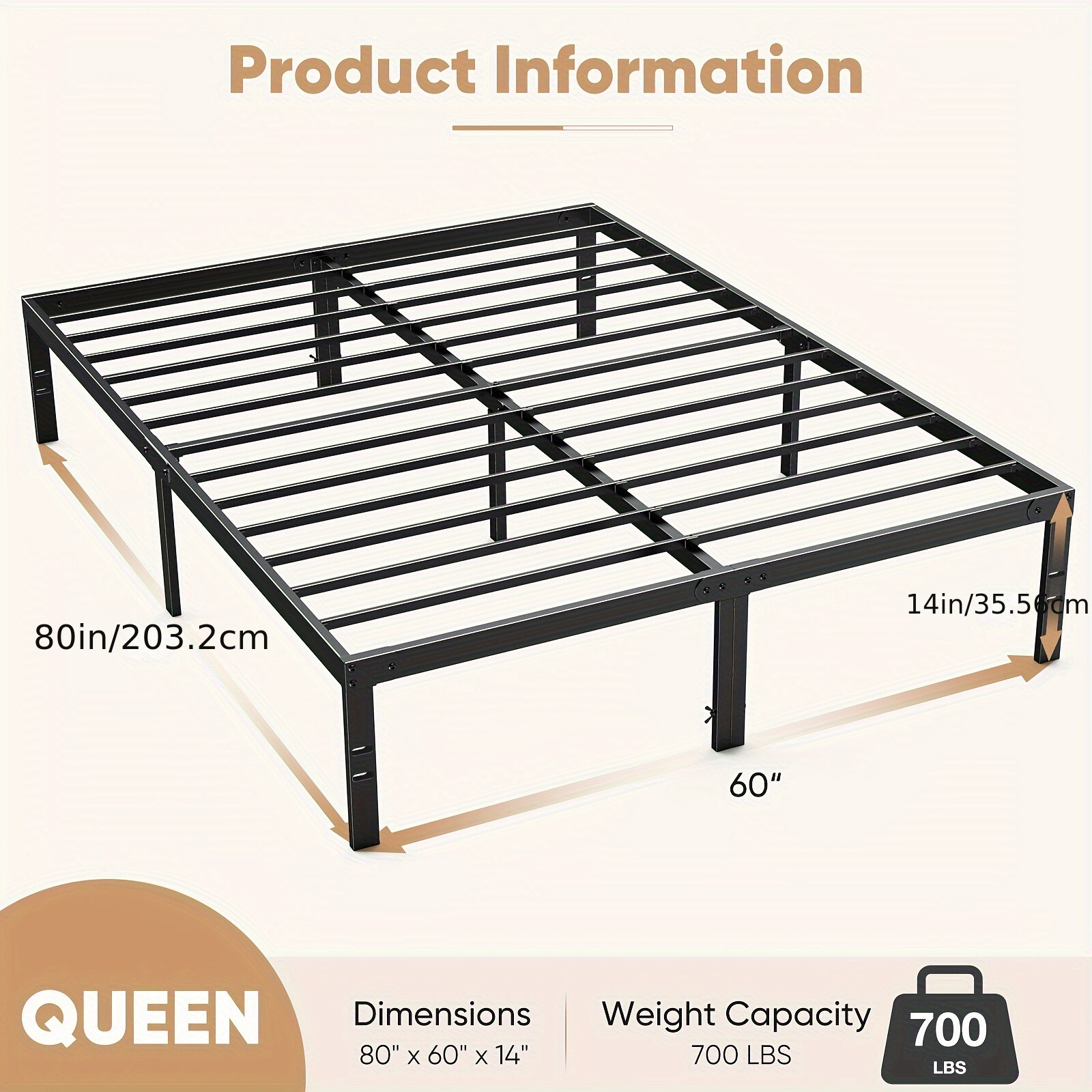 Premium Steel Bed Frame - Sturdy, Spacious & Long-Lasting for All Bed Sizes
