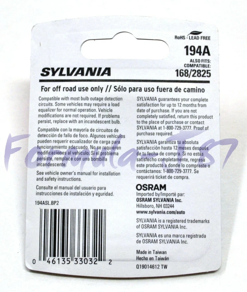 Sylvania Premium LED light 194 Amber Orange Two Bulbs Side Marker Mirror License — 第 3/4 张图片