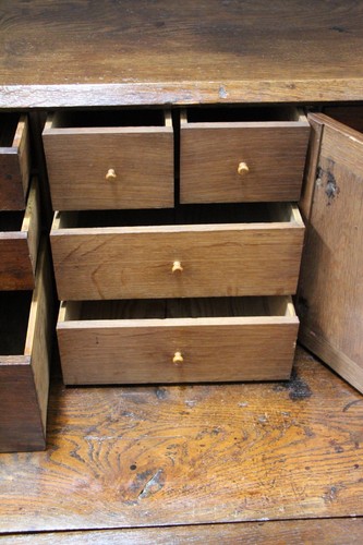 Antique solid oak Georgian bureau fall front desk fitted interior 18th century - Picture 8 of 12