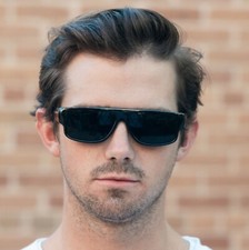 ShadyVEU Flat Top Biker Super Dark Lens Slim Narrow Rectangular Eazy E Sunglasse