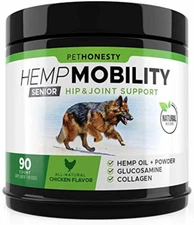 PetHonesty Hemp Mobility - Hip & Joint Supplement for Senior Dogs (90 Count)