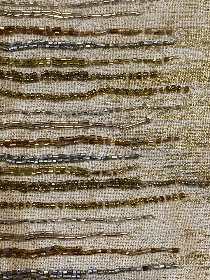 Artistic Accents Pillow Cover Beaded Gold Rectangle Zip 23x13 Hollywood Regency - Image 2 of 4