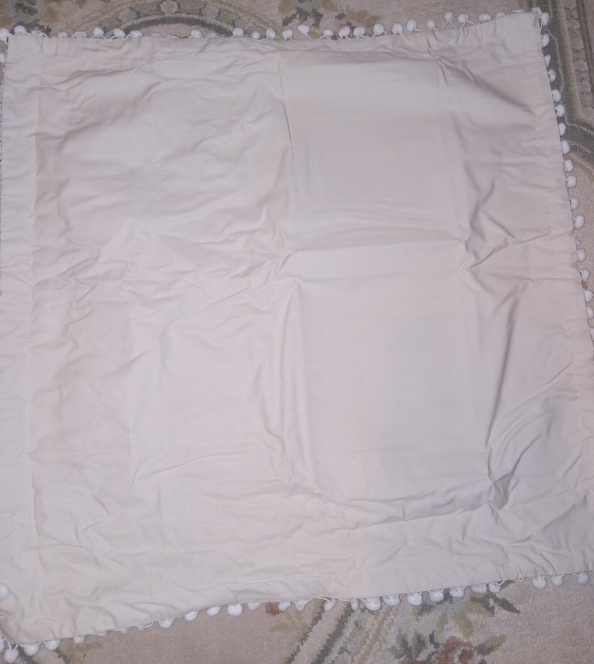 NIP Pair of Home Accents Pom Pom Euro Pillow Shams 26 x 26 Beige BELK