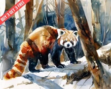 Red Panda in the Himalayan Forest Watercolor 8x10 Print