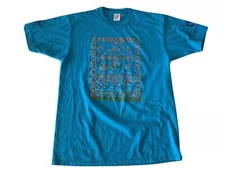 VTG JERZEES 50/50 Single Stitch T Shirt Blue Large GreatLand Games Alaska USA