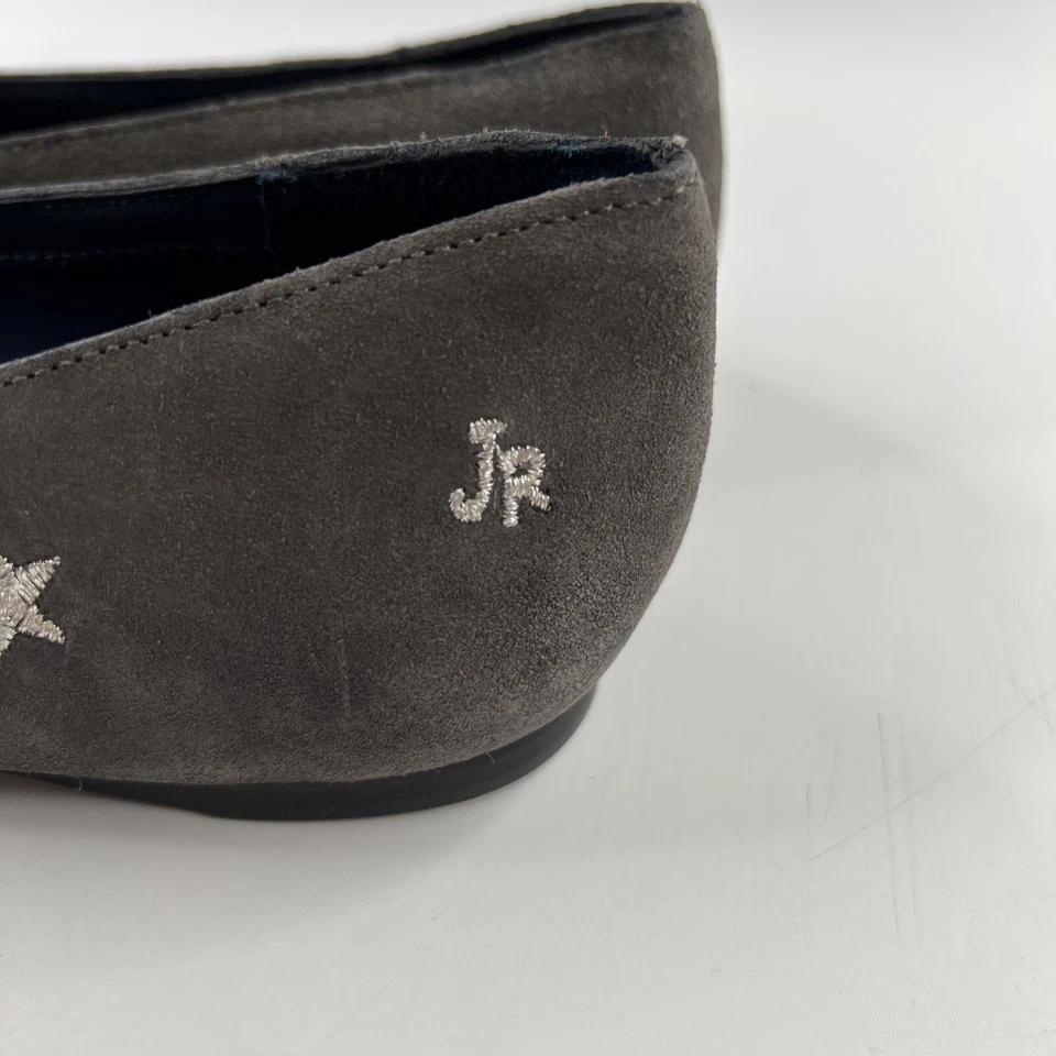 Zapatos de ballet Jack Rogers para mujer 6M gris gamuza bordada estrellas sin cordones planos Foto 4 de 4