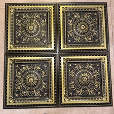 PVC Faux Tin (Glue Up/Drop-In) Ceiling Tiles 24x24 D223 Antique Brass Lot/4