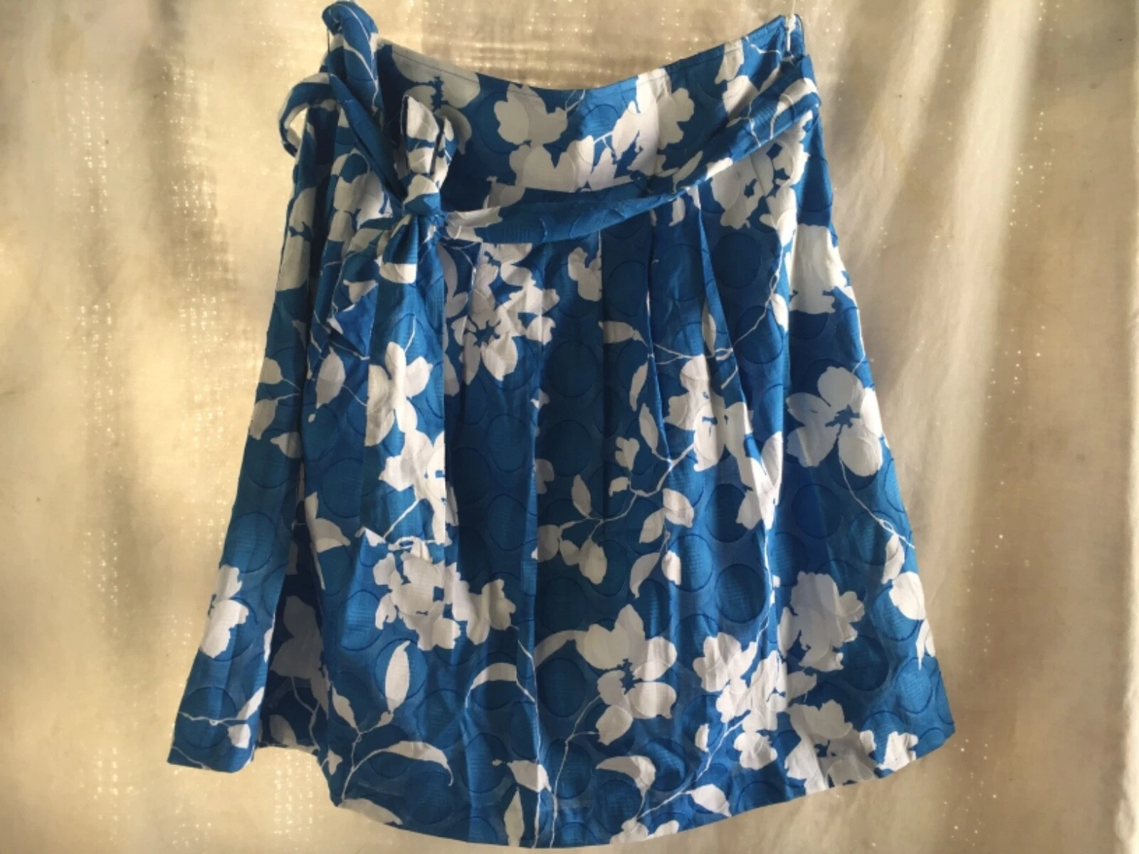 DJ and CO BLUE and WHITE textured print cotton skirt size 14