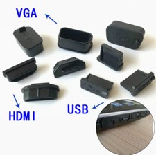 Protective USB HDMI VGA Port Cover Anti-Dust Black PVC Rubber Waterproof Plug
