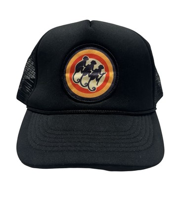 Monkey Shoulder Patch Trucker Hat Black Snapback Mesh Cap Whisky Orange Logo Y2K