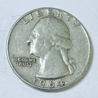 1964 Washington Quarter 25C 90% Silver Circulated Coin #6088
